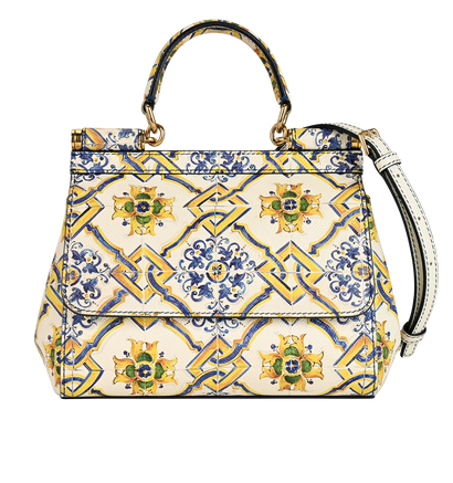 Small Miss Sicily, &pound;620, Handbags, White/Yellow, Leather, Front view